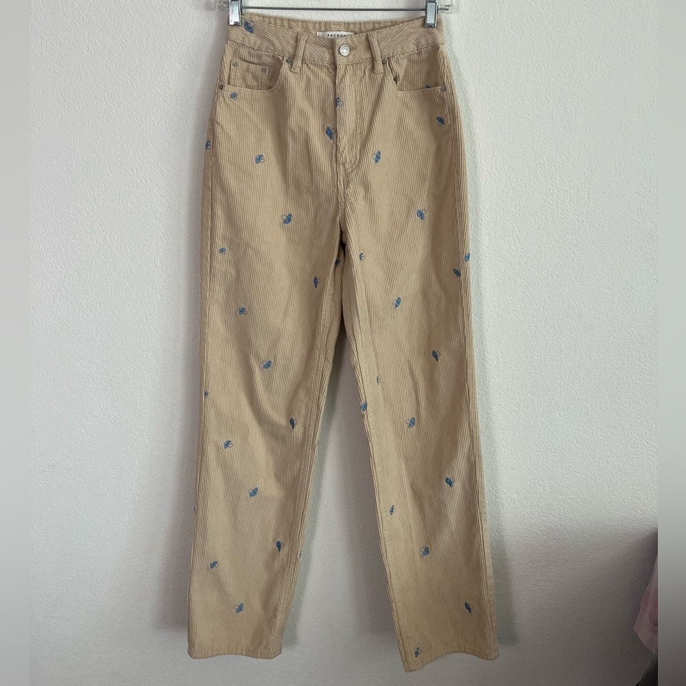 PacSun 90’s Boyfriend Corduroy Embroidered Mushroom Jeans